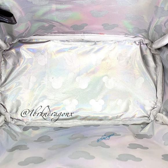 NWT SILVER SEQUIN HOLGRAPHIC METALLIC RAINBOW LIMITED DISNEY LOUNGEFLY BACKPACK - Picture 9 of 16